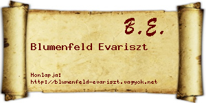 Blumenfeld Evariszt névjegykártya